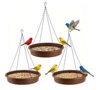 JEUIHAU Lot de 3 bains à oiseaux en plastique à suspendre, 30,5 cm, plateau rond à suspendre pour oiseaux pour jardin, terrasse, cour