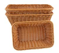 JEUIHAU Lot de 3 paniers à pain rectangulaires en osier tressé pour fruits, légumes, cuisine - 30 x 20 x 10 cm