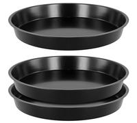 JEUIHAU Lot de 3 plaques à pizza rondes de 25,4 cm - Antiadhésives - En acier carbone durable - Moules à pizza rond - Pour four de cuisson, fabrication de pizza, cuisine domestique