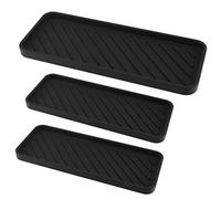 JEUIHAU Lot de 3 porte eponge silicone, noir support d'évier de cuisine en silicone, plateaux d'évier en silicone pour cuisine, salle de bain et bar