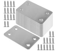 JEUIHAU Lot de 30 plaques de jonction plates en acier inoxydable, plaques de réparation droites, plaque d'assemblage perforée plates, supports plats pour réparation et fixation de meubles