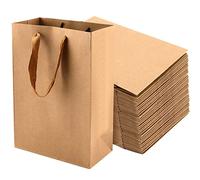 JEUIHAU Lot de 30 sacs en papier kraft, 28 x 20 x 10 cm avec poignées larges, sacs cadeaux en papier kraft marron pour fête, anniversaire, mariage et shopping