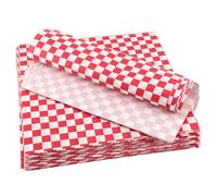 JEUIHAU Lot de 300 feuilles de papier kraft de qualité alimentaire, motif à carreaux rouges et blancs, 27,9 x 25,4 cm, papier ciré pour charcuterie, barbecue, sandwich, hamburgers, gâteaux