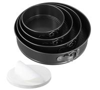 JEUIHAU Lot de 4 moules à gâteau ronds avec papier d'huile en silicone anti-adhésif de 23 cm avec fond amovible, moule à manqué pour la cuisson, cheesecake 16/20/24/28 cm