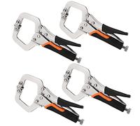 JEUIHAU Lot de 4 pince à étau soudage en métal, colliers de serrage en C de 15,2 cm en métal avec vis réglables et coussinets pivotants pour le travail du bois, le soudage, l'alignement, les armoires