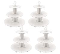 JEUIHAU Lot de 4 présentoirs à cupcakes ronds à 3 étages en carton blanc pour mariage, anniversaire, fête, Halloween, et thé de l'après-midi
