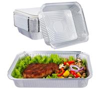 JEUIHAU Lot de 40 grands plateaux en aluminium de 2200 ml avec couvercle, récipients à emporter pour four, barbecue, stockage des aliments