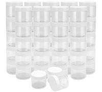 JEUIHAU Lot de 48 bocaux vides en plastique transparent de 120 ml avec couvercles, sans BPA, pour slime, épices, maquillage, céréales, travaux manuels