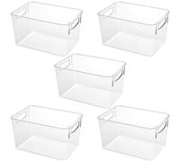JEUIHAU Lot de 5 organiseurs de réfrigérateur transparents en plastique pour réfrigérateur, boîte de rangement pour fruits, collations, canettes