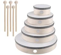 JEUIHAU Lot de 5 tambours à main avec cadre de 10,2 cm, 15,2 cm, 17,8 cm, 20,3 cm, 25,4 cm, avec baguettes et cadre en bois pour débutants