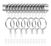 JEUIHAU Lot de 50 anneaux et crochets en métal de 33 mm de diamètre intérieur pour fenêtre, porte et rideau de douche, argenté