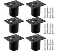 JEUIHAU Lot de 6 Pieds de Meubles réglables Noirs avec vis de Montage, Pieds Meuble Cuisine en Alliage d'aluminium pour canapé, Armoire et Table 50 x 60 mm
