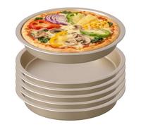 JEUIHAU Lot de 6 plaques de cuisson à pizza antiadhésives, rondes de 15,2 cm en acier au carbone durable pour la cuisson, la fabrication de pizzas, la cuisine à domicile (doré)