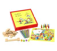 Jeujura - 11861- Jeux de Société-Coffret Bois 100 Jeux Acidule