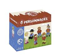 JeuJura – Coffret de 6 personnages en bois – Jeu de construction – Mixte – À partir de 3 ans