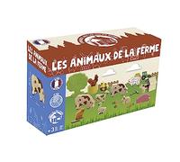 Jeujura - Animaux de La Ferme en Bois - Jeu de Construction 3 Ans - 8270