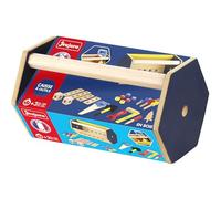 Jeujura - Caisse à Outils en Bois - Jeu de Construction - avec des Accessoires Tout en Bois - Caisse Transportable - Made in France - À partir de 3 Ans - 8596
