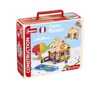 JeuJura – Chalet à peindre 85 pièces, bois naturel, peinture incl., 26x24x9 cm, Marron