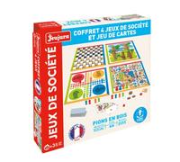 JeuJura – Coffret jeu de société 4 jeux et jeu de cartes – Pions en bois – Dès 3 ans