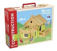 Jeujura - coffret chalet maison en rondins 175 pieces en bois - jeu construction 5 ans - made in france - set jouet et carte