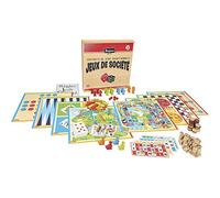 Jeujura Coffret de Jeux de Societe Traditionnels - Coffret en Bois, Jaune, petit