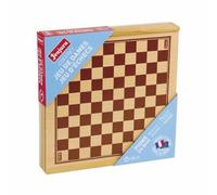Jeujura - Plateau pour Jeux de Dames et d'Echecs - Jeux de Société - Pions en bois - 32 pour les échecs et 40 dames - Coffret en Bois - A partir de 5 ans - Fabriqué en France - 8133