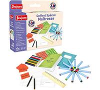 JEUJURA - Coffret Special Maitresse - Accessoires Tableau Enfant - 8979 | Kit Maîtresse - Jeu d'École avec Cahier, Crayons, Bons Points et Accessoires - Jeu d'Imitation Éducatif - Fabriqué en France
