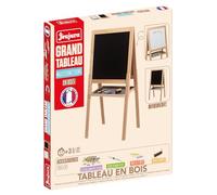Jeujura - Grand Tableau Multifonctions en Bois - Jeu d'imitation - Une Ardoise en Bois - Une Ardoise Blanche magnétique - Tablette de Rangement - Ecrire - Dessiner - A partir de 3 Ans - 8748