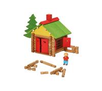 JEUJURA Jeu de construction chalet en bois 95 pièces Naturel et teinté Jaune