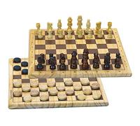 JeuJura – Jeu de société l'arbre à Jouer : Dames et Échecs, plateau réversible en bois – dès 3 ans