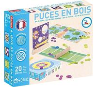 JeuJura Jeux de puces 8451 – 4 jeux, puces en bois – Dès 3 ans
