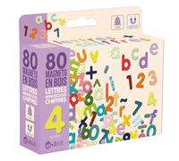 JeuJura – Magnets en bois 80 lettres minuscules, chiffres et signes – Coffret 17×15×4 cm