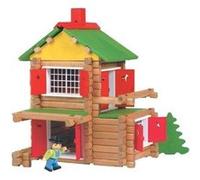 Jeujura - mon chalet en bois 135 pcs + voiture et personnage - jouet en bois multicolore G