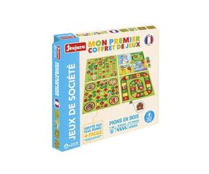 Jeujura - Mon Premier Coffret de Jeux - Jeu de Société dès 2 Ans - 8110 | Jeux traditionels adaptés aux enfants - Jeux des petits chevaux, de l'oie, des échelles, mémo-loto Coffret en bois