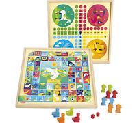 JEUJURA Jeux de l'oie et petits chevaux - Plateau en bois