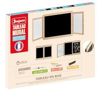 Tableau mural triptyque - JEUJURA - Ardoise craie, 2 volets face blanche et craie