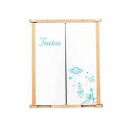 JeuJura - Tableau triptyque mural en bois naturel, ardoise centrale et volets craie/feutre 82x56 cm