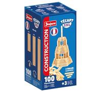 Jeujura - TECAP 3XL - 100 Pièces - Jeu de Construction dès 3 Ans - 8307 | 3 Dimensions de Planchettes - Jeu en bois - Jeu d’équilibre créatif et imagination - Modèles Inclus - Fabriqué en France