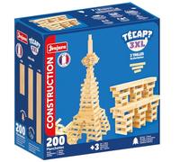 Jeujura - TECAP 3XL - 200 Pièces - Jeu de Construction dès 3 Ans - 8308 | 3 Dimensions de Planchettes - Jeu en bois - Jeu d’équilibre créatif et imagination - Modèles Inclus - Fabriqué en France