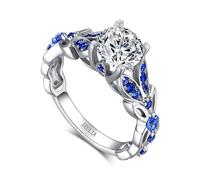 Jeulia 3.5 ct dames éternité anneaux papillon coupe ronde anneaux en argent sterling bijoux pour bague de fiançailles bague de mariage bague de mariage (Bleu saphir, 60)