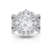 Jeulia 5,2 Ct en Argent Sterling 925 Ensemble Bagues de Fiançailles Cristal de Zircone Halo Bague pour Femme Torsadée Coupe Radiante Alliances pour L'anniversaire Saint-Valentin (Argent, 58(18.5))