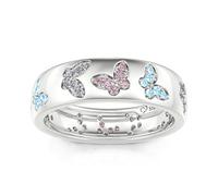 Jeulia Argent Sterling Bague pour Homme Femme Deux Tons Sculpté de Fleurs et Feuilles Unique Bague de Fiançailles Zirconia Cubique Couple Alliance Elle mariée Engagement Bijoux 62(19.8)