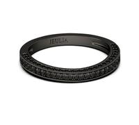 Jeulia Bague Classique Noire en Argent 925 pour Femmes, Filles, Hommes, Bague D'Éternité D'anniversaire Avec Boîte à Bijoux, Bague de Fiançailles (Design classique, 58(18.5))