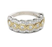 Jeulia Bague de Fiançailles en Argent Sterling 925 Milgrain Twist Coupe Ronde pour Femme pour Anniversaire de Promesse avec Boîte à Bijoux (Argent, Or Jaune, 66(21))