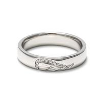 Jeulia Bague Duo Couple en Argent Sterling Gravé Créatif Ailes d'Anges pour Femme Homme Zirconia Cubique Bague de Fiançailles Elle Promesse Engagement Bijoux Cadeau (56（17.7）, Femme)