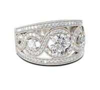 Jeulia Bague en Argent Massif Bague de Fiançailles Femme Bagues d'Éternité Alliances Alliance Large Bague d'Éternité Argent 925 pour Anniversaire Noël, Saint Valentin (Conception torsadée, 54(17.3))