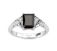 Jeulia Bague en Argent Sterling 925 à Trois Pierres Taille Émeraude Bagues d'Anniversaire de Promesse de Saint-Valentin pour Ses Adolescentes avec Boîte Bijoux (Argent, 52(16.5))