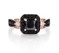 Jeulia Bague en Argent Sterling 925 Halo Princesse Cut Bagues d'anniversaire de Promesse de Saint-Valentin pour Femmes Filles avec boîte à Bijoux (68(21.8), Or rose)