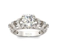 Jeulia Bague en Argent Sterling pour Femme Bague de Promesse d'anniversaire de Coupe Ronde Unique avec Pierres latérales pour Anniversaire de Fiançailles Noël