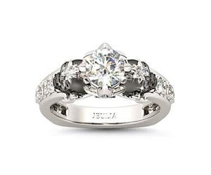 Jeulia bague femme argent 925 simple bague solitaire ronde avec pierre et bague de mariage crâne noir de taille européenne avec boîte-cadeau (57)